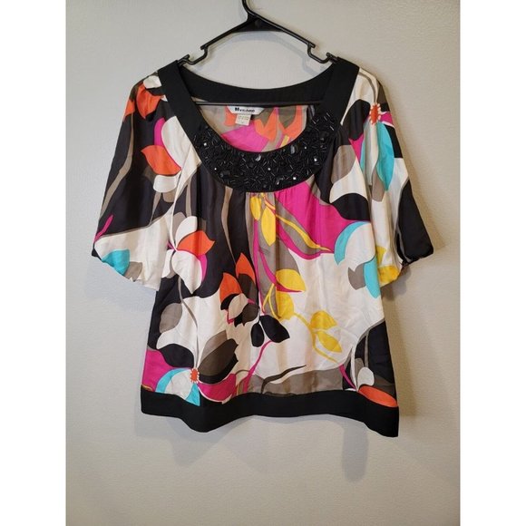 Nygard Collection Size 12 Women's Blouse 100% Silk Geometric Print Top - Picture 2 of 6